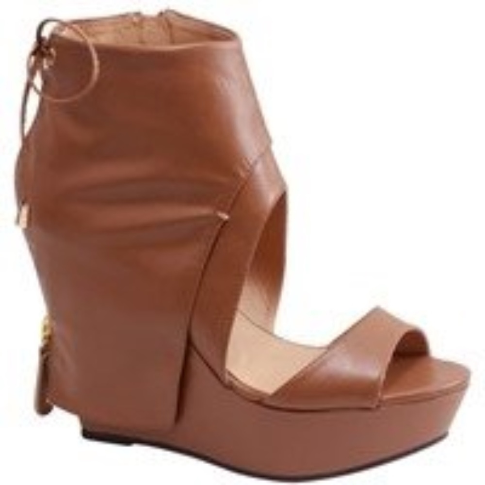 Tan Faux Leather Open Toe Cuffed Bootie (NIB)